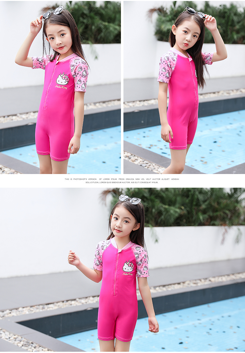Đồ bơi trẻ em Hellokitty cô gái áo liền quần áo tắm trẻ em nhỏ bé lớn bé trai mùa xuân áo tắm chống nắng nóng đồ bơi cho be gái 8 tuổi