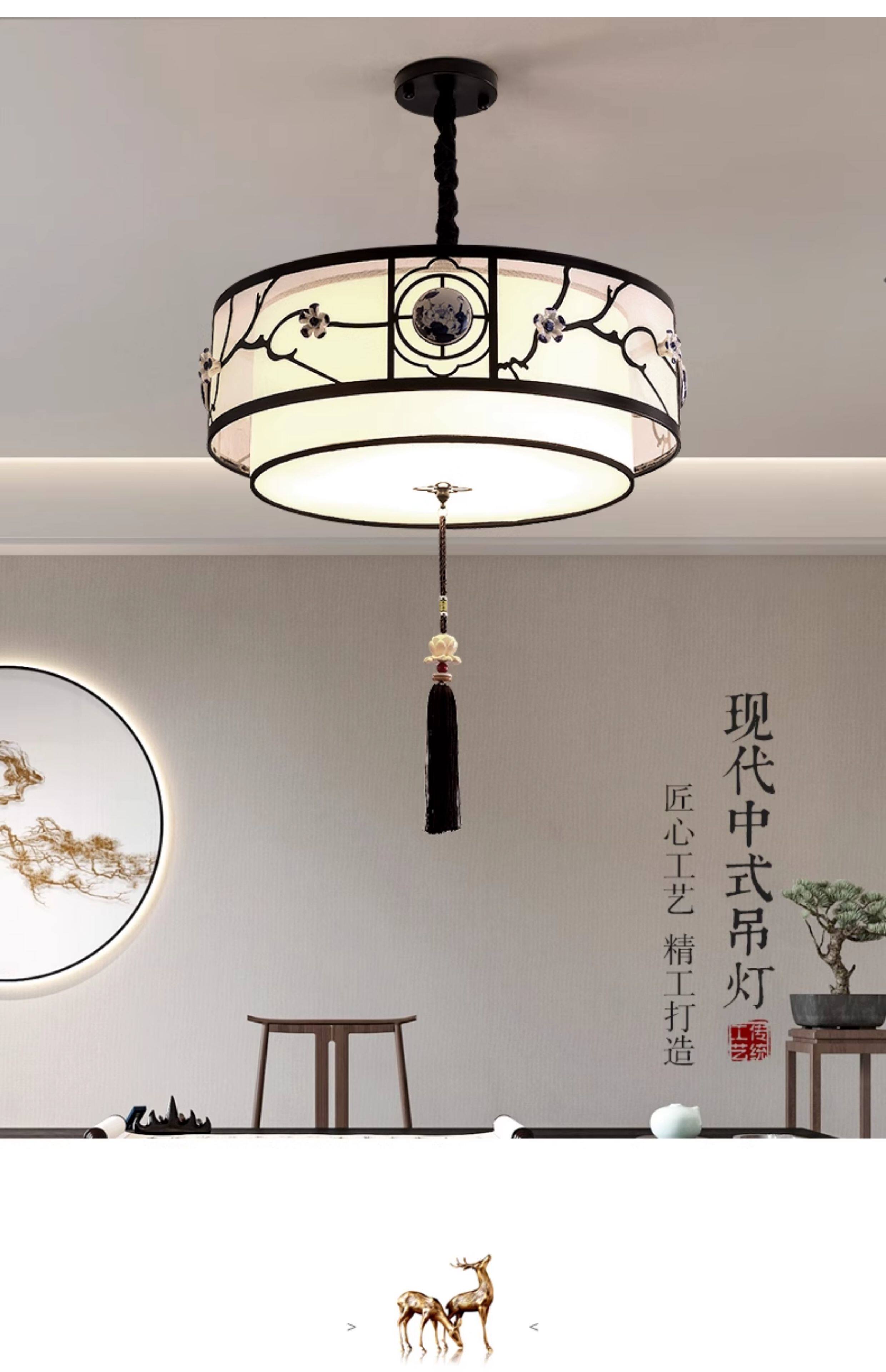 Ресторан люстра 逸品凡尚新中式吊灯餐厅灯简约现代卧室灯中国风餐厅茶室禅意灯具 Plaza