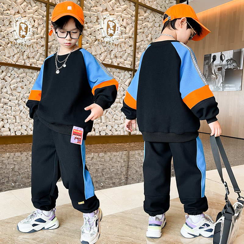 Boys suit 2022 new medium and large children's clothing handsome boy Western style sportswear spring and autumn children's clothes fried street tide