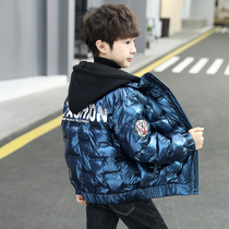 Boys Western style winter clothes 2022 new down padded jackets in winter padded jackets in big boys shiny wash-free jackets fashion