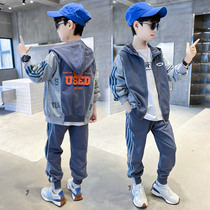 Boys suits 2022 new childrens sports and leisure in the big childrens fashion spring and autumn fried street boys foreign style sweater tide