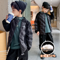 Childrens clothing boys down liner 2022 winter boys short lightweight down jacket top coat medium and large childrens tide