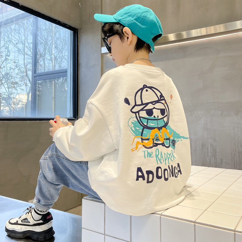 Children's clothing boy's sweater 2022 new middle-aged children's spring and autumn style boy fried street foreign style tide brand cotton casual children