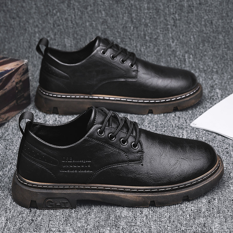 2022 spring new men's shoes British style casual leather shoes black business formal dress wedding groom shoes work soft bottom