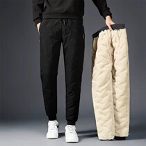 Foreign Trade Clearance Pick-up-Sheep Velvet Pants Mens Winter Velvet Thickened Loose Large Size Windproof Outer Wear Warm Pants