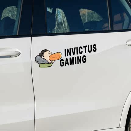 王思聪吃车标吃热狗创意卡通头像车贴王校长i