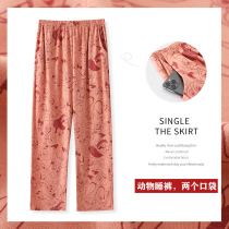 Animal Sleeping Pants Woman Summer Long Pants Pure Cotton Thin CUTE CARTOON EASY VERSION EXTRAS FOR CASUAL HOME PANTS SPRING FALL