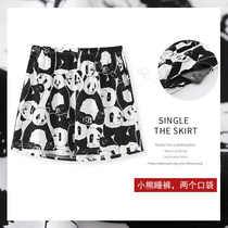 Small Bear Sleeping Pants Women Summer Shorts Pure Cotton Net Red Pops Cute Casual Outwear Full Cotton Single Piece Air Conditioning Home Pants