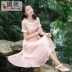 Gió tre cứng đầu 2019 hè mới của phụ nữ nghệ thuật retro cổ điển thêu vòng cổ ngắn tay dài đầm voan - Sản phẩm HOT đồ nữ Sản phẩm HOT