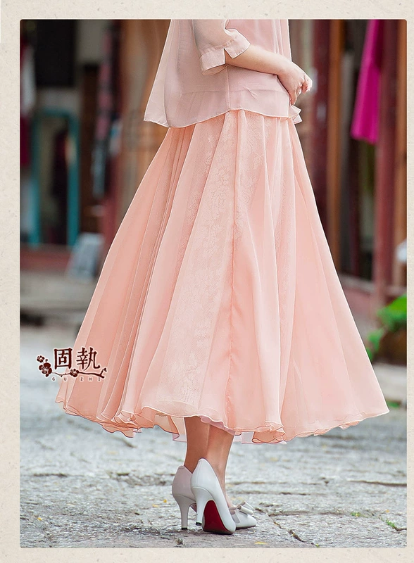 Stubborn Allure 2019 Mùa hè Mới Vintage Gạc nhẹ Váy ren Joker Slim Váy - Váy chân váy nhung tăm