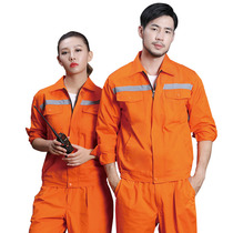 Pure cotton work clothes suit for men and women with reflective strips highway maintenance construction site engineering clothes wear-resistant sanitation labor protection clothes