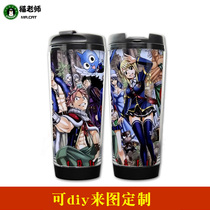 Cat teacher leprechauns tail water cup cartoon anime surrounding kettle water bottle Gray handy cup