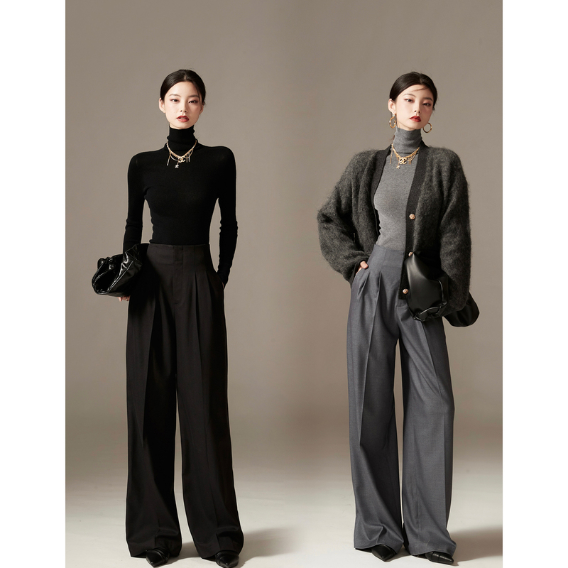 Annaspeak Has Sold Tens of Thousands of Pieces of This Style, 140S Pre-Cut Fine-Spun Lightweight Wool Tailored Versatile Wide-Leg Trousers and Dress Pants