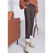 AS original French series | Pure wool plaid pipe pants women Spring and Autumn thin professional pants women 2021 New
