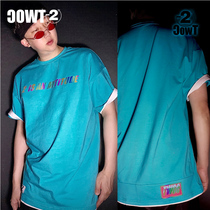 Minus two degrees TWOC cotton laser reflective round neck T-shirt couple ski suit personality Tide brand short sleeve t-shirt