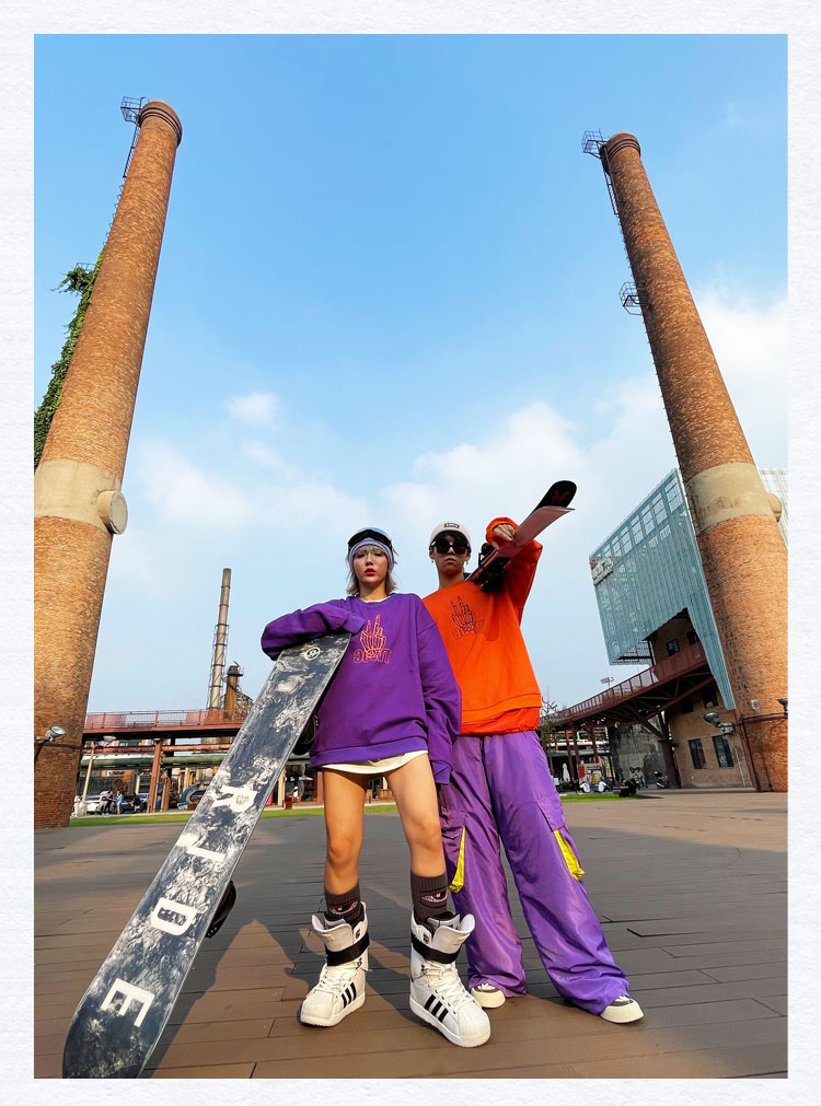 TWOC minus two degrees 2122 new small Yeah ski hoodie fleece round neck sweatpants thick cotton T tide brand inside