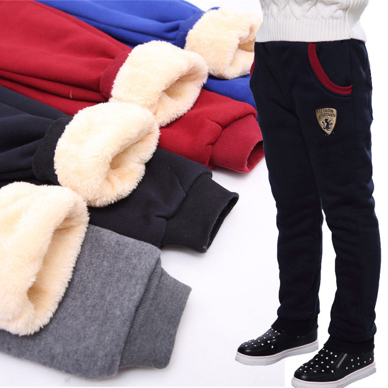2022 new autumn and winter boys' cotton pants, children's sports pants, outer wear trousers, 12-15 years old, thickened and velvet casual pants 7