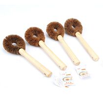 10 natural coconut palm washing pot brush wooden handle non-stick oil washing pot brush Kitchen long handle cleaning dish washing brush