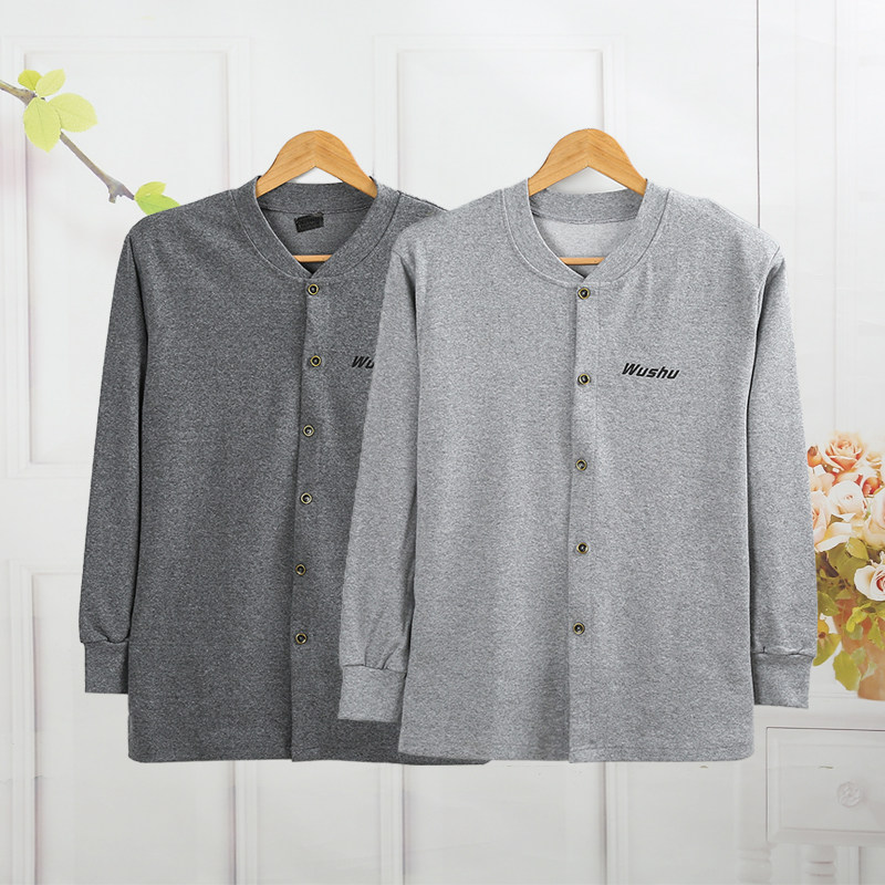 Men's cotton cardigan autumn coat fat increase middle-aged cotton sweater Autumn and winter underwear open body autumn coat loose