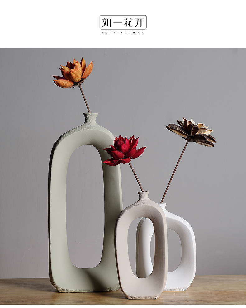 Creative Nordic ins wind ceramic dry flower vases, flower implement fashionable sitting room adornment table furnishing articles of China arts and crafts