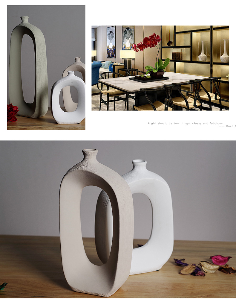 Creative Nordic ins wind ceramic dry flower vases, flower implement fashionable sitting room adornment table furnishing articles of China arts and crafts