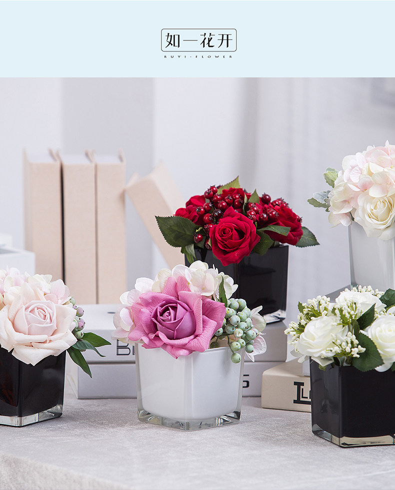 七月枫会 假花裝飾客廳小清新花束塑料花盆栽茶幾擺件室內房間擺設會議桌花 露天拍賣