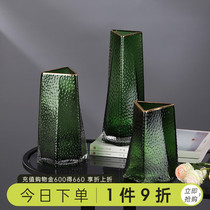 Such as a flower opening modern simple gold glass vase ins wind small caliber creative hydroponic flower vase dried flower arrangement