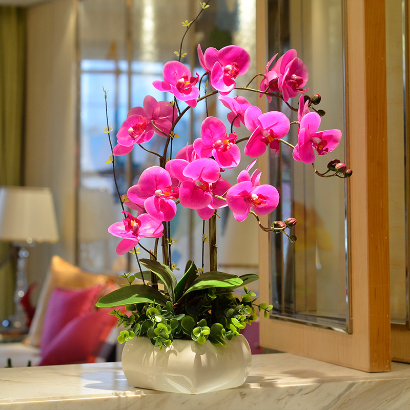 Simulation Flower Butterfly Lan Potted Plant Pendulum Piece Fake Floral Flowers Interior Decoration Flower Bouquet Living-room Table Furnishing Vase Floral Art
