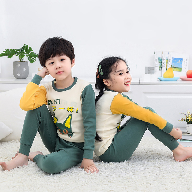 Children Pure Cotton Autumn Clothing Sanitary Pants Baby Warm Underwear Suit Boy Girl Cotton Sweatshirt Thin full cotton Sleeping Spring