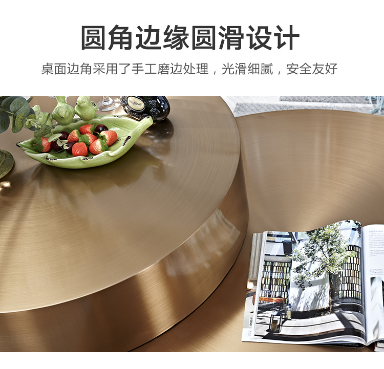 Bàn cà phê bằng đồng hiện đại kết hợp bàn cà phê phong cách Ý ánh sáng sang trọng phòng khách inox tròn bàn thiết kế nội thất cao cấp - Bàn trà bàn trà nhật