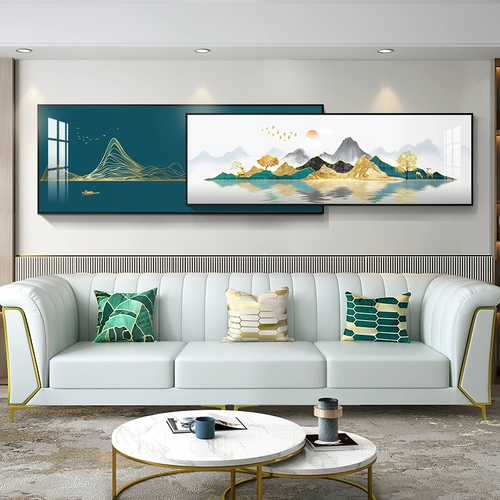 Тихая жизнь гостиная украшение двойной баннер абстрактный пейзаж роскошный роскошный атмосферный диван фоновый фона стена висящая картина