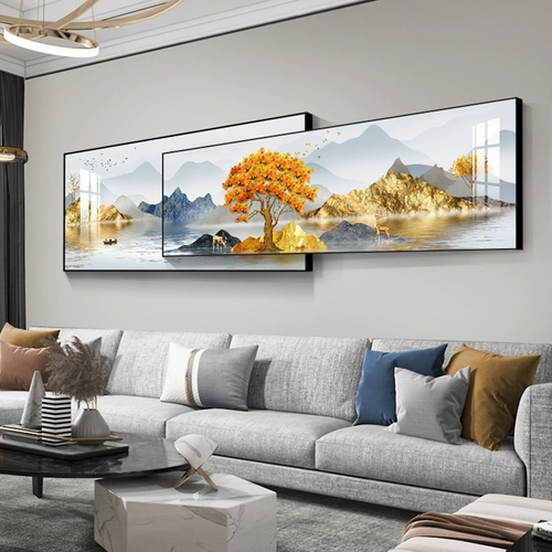 Тихая жизнь гостиная украшение двойной баннер абстрактный пейзаж роскошный роскошный атмосферный диван фоновый фона стена висящая картина