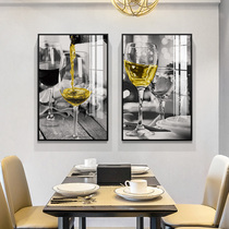 Character light luxury style restaurant decoration painting modern minimalist dining room hanging painting wine Black and White creative high-end wall decoration