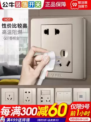 Bull switch button panel one-open single-open household with three-open quadruple wall lamp electric lamp one double cut socket