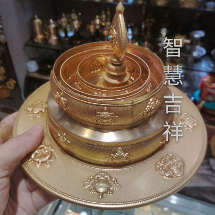 Tibetan manza plate pure copper imitation of Nepal's eight auspicious carvings full set of repair for Mandala repair plate for Fomanda plate
