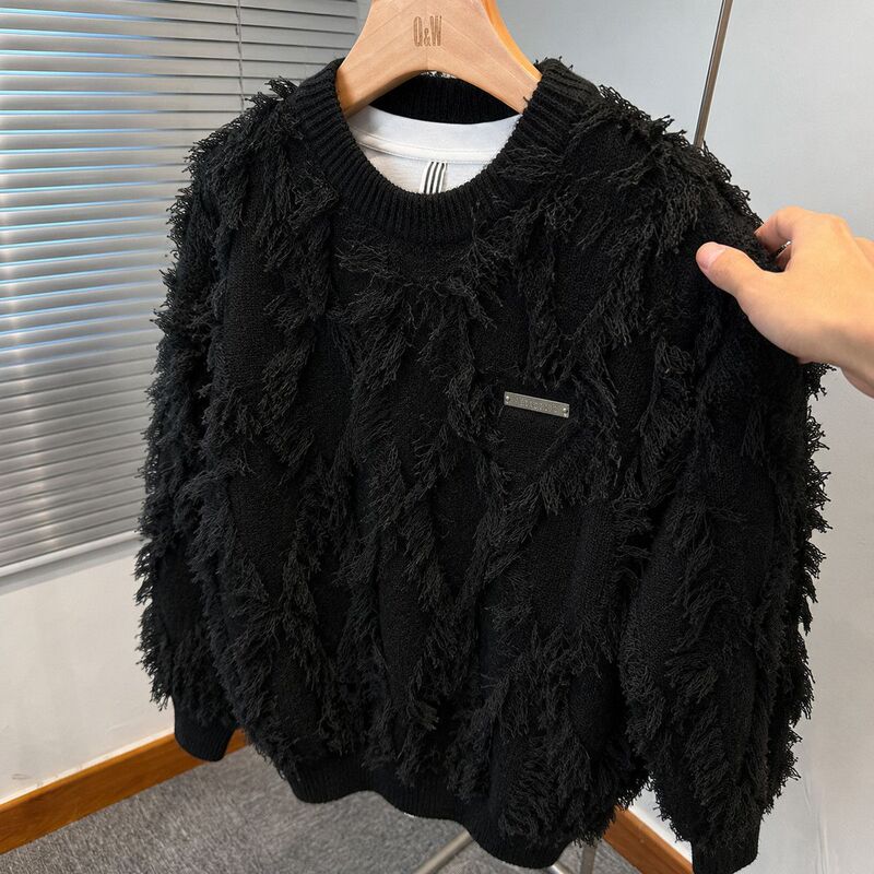 Tassel Sweater Autumn and Winter Plus Size Korean Style Versatile Trendy Solid Color Loose Knit Top for Plus-Size Women Ins Hong Kong Style Tassel Sweater Autumn and Winter Plus Size Korean Style Versatile Trendy Solid Color Loose Knit Top for Plus-Size Women Ins Hong Kong Style