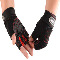 Sports fitness gloves with wristband lengthy non-slip half-finger mens and womens riding weightlifting equipment training breathable gloves