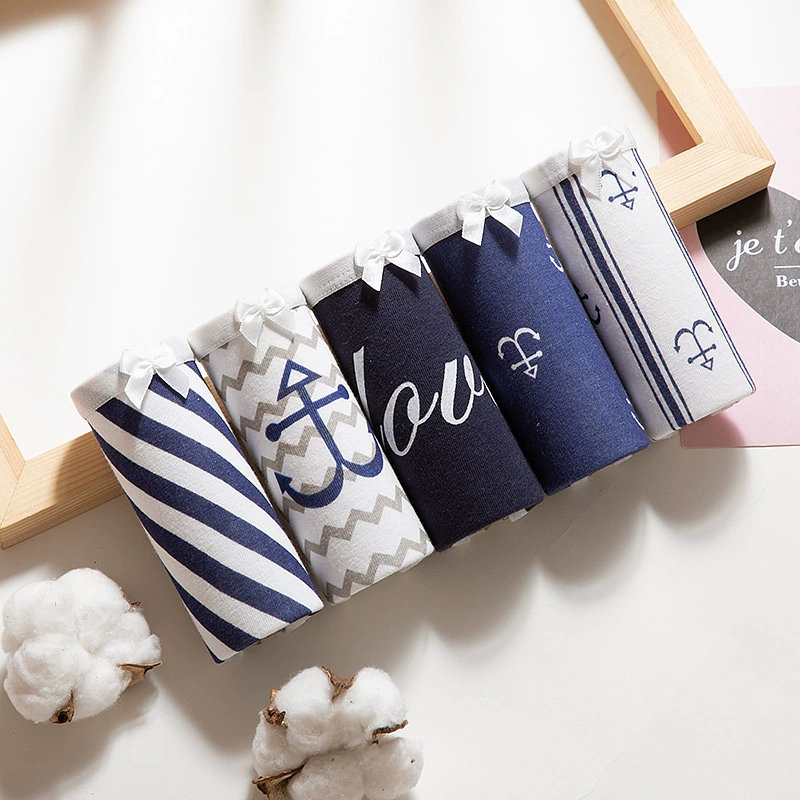 Dễ thương thoáng khí cô gái sinh viên cotton tóm tắt liền mạch 100% cotton tập tin kháng khuẩn eo giữa nữ đồ lót bán buôn quần lót đẹp