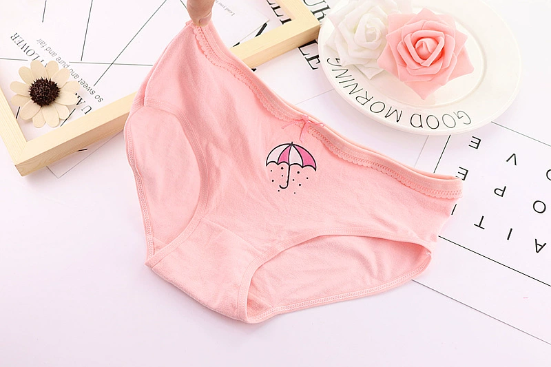 Đồ lót của phụ nữ phụ nữ 100% cotton 裆 bông sinh viên sexy trung eo ren cô gái tóm tắt liền mạch bán buôn