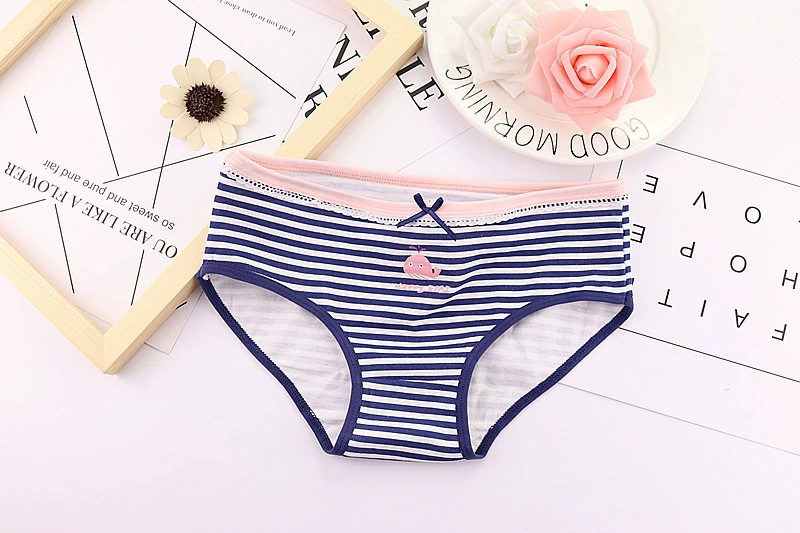 Đồ lót của phụ nữ phụ nữ 100% cotton 裆 bông sinh viên sexy trung eo ren cô gái tóm tắt liền mạch bán buôn