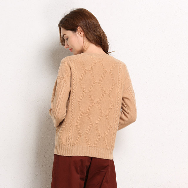 Velvet Wool Knitwear for Women, Autumn and Winter New Style, Round Neck, 100% Pure Wool Base Layer, Loose Pullover, Soft and Cozy Sweater