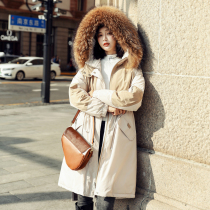 Big hair collar fitted with Parker down suit in 2020 new female middle - long blast small winter plus thick duck duvet