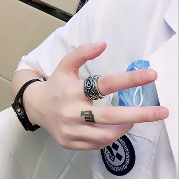 Bague homme PUNK ELEMENTS en Acier au titane - Ref 3086589 Image 1