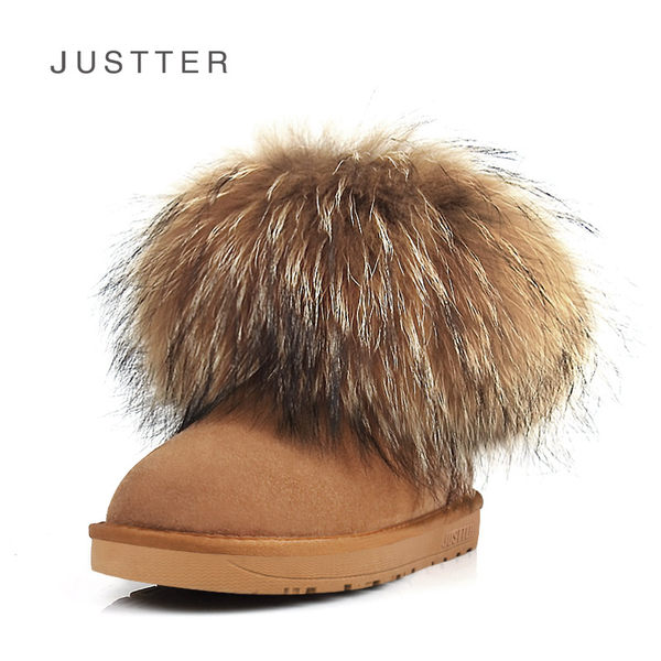 Justter 爵思塔 内增高 貉子毛短款雪地靴 优惠券折后￥119包邮（￥159-40）多色可选