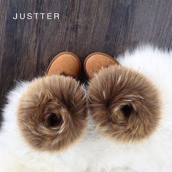 Justter 爵思塔 内增高 貉子毛短款雪地靴 优惠券折后￥119包邮（￥159-40）多色可选