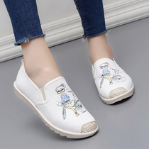 2022 Spring Autumn New Street Flapping Canvas Shoes Flat-bottomed Women Shoes 100 Hitchhiking Shoes Fisherman Students Han Edition Sloth Casual Shoes