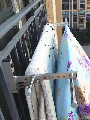 Punch-free window drying rack Balcony anti-theft net guardrail indoor and outdoor multi-function clothes drying rod drying quilt artifact