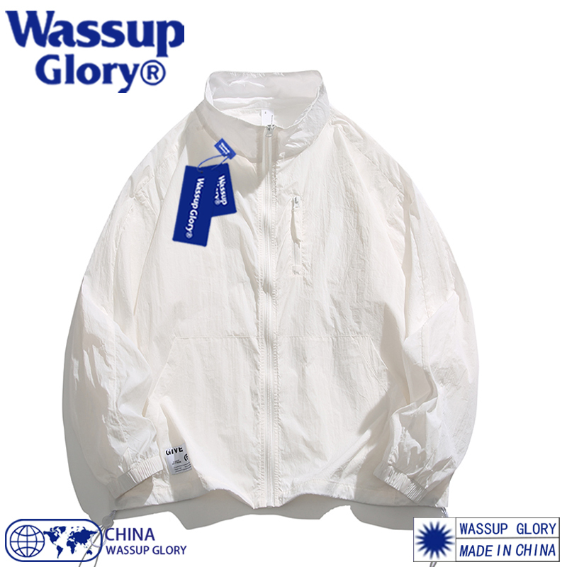 Wassup Glory Sun Protection Clothing Without Hood for Men, Summer Ice Silk Thin Jacket, Stand Collar Skin Clothing Wassup Glory Sun Protection Clothing Without Hood for Men, Summer Ice Silk Thin Jacket, Stand Collar Skin Clothing