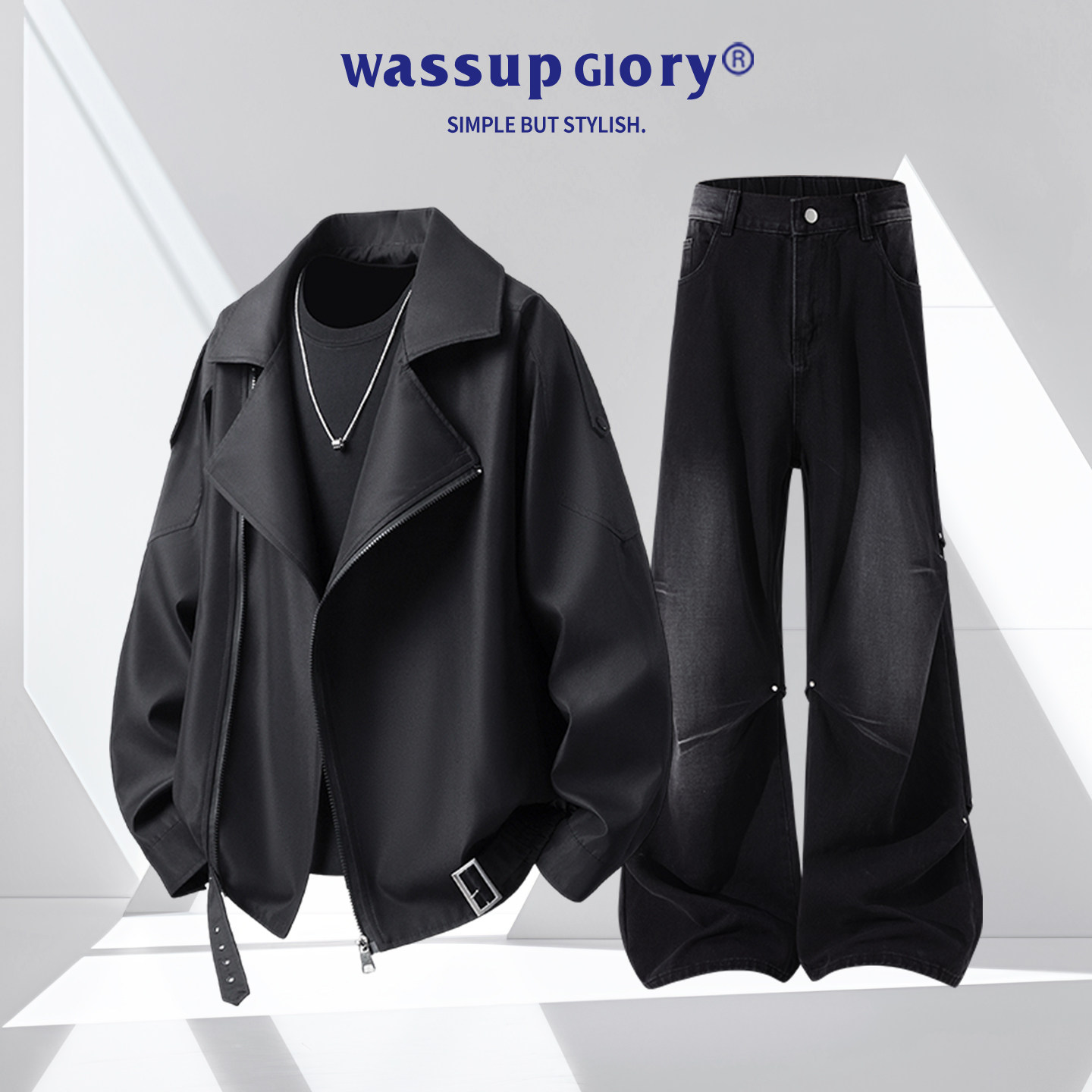 WASSUP GLORY High Street Suit Пиджак с воротником-стойкой, мужской весенний 2026 Новый свободный повседневный костюм
