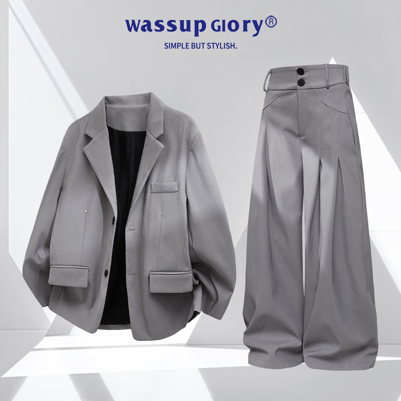 Wassup Glory Handsome Suit Jacket for Men 2026 New Spring and Autumn Loose High-End Suit Two-Piece Set